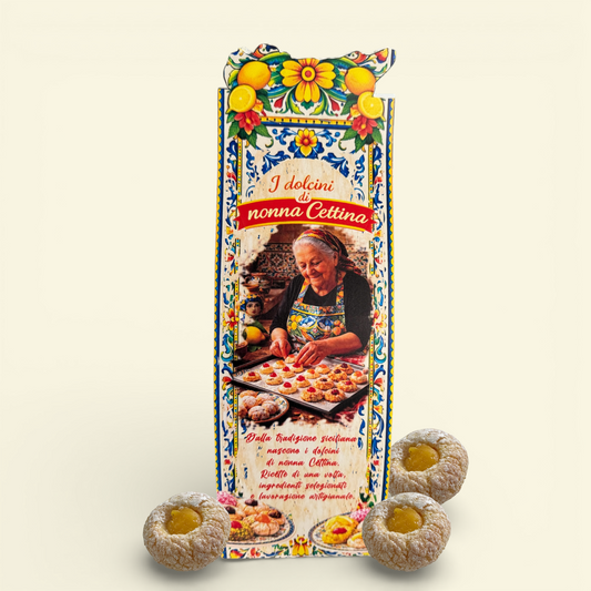 Dolcini Siciliani di Pasta di Mandorle al Mandarino con Goccia di Crema – Confezione Regalo 350 g