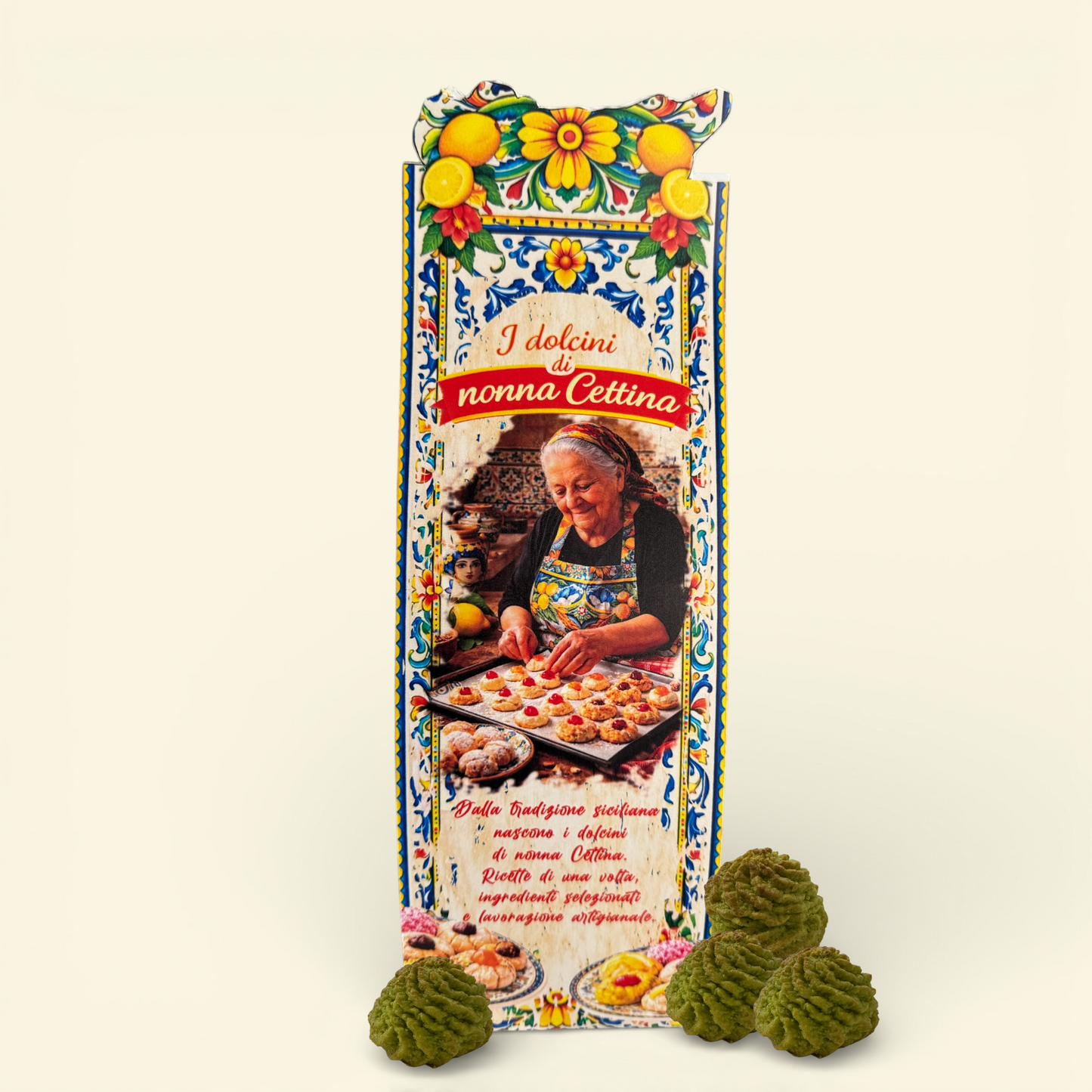 Dolcini Siciliani di Pasta di Mandorla Riccia al Pistacchio – Confezione Regalo 350 g